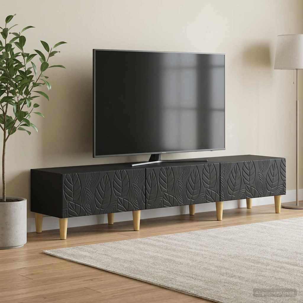 TV-skab 147 x 34,5 x 30 cm Sort Konstrueret træ