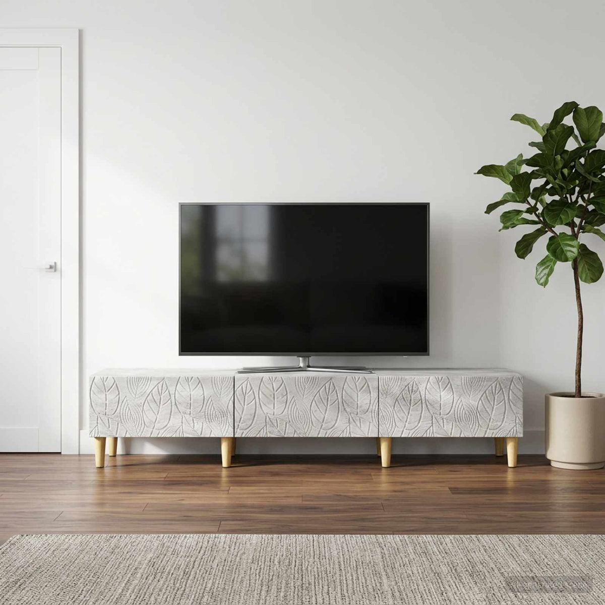 TV-skab 147 x 34,5 x 30 cm Betongrå Konstrueret træ