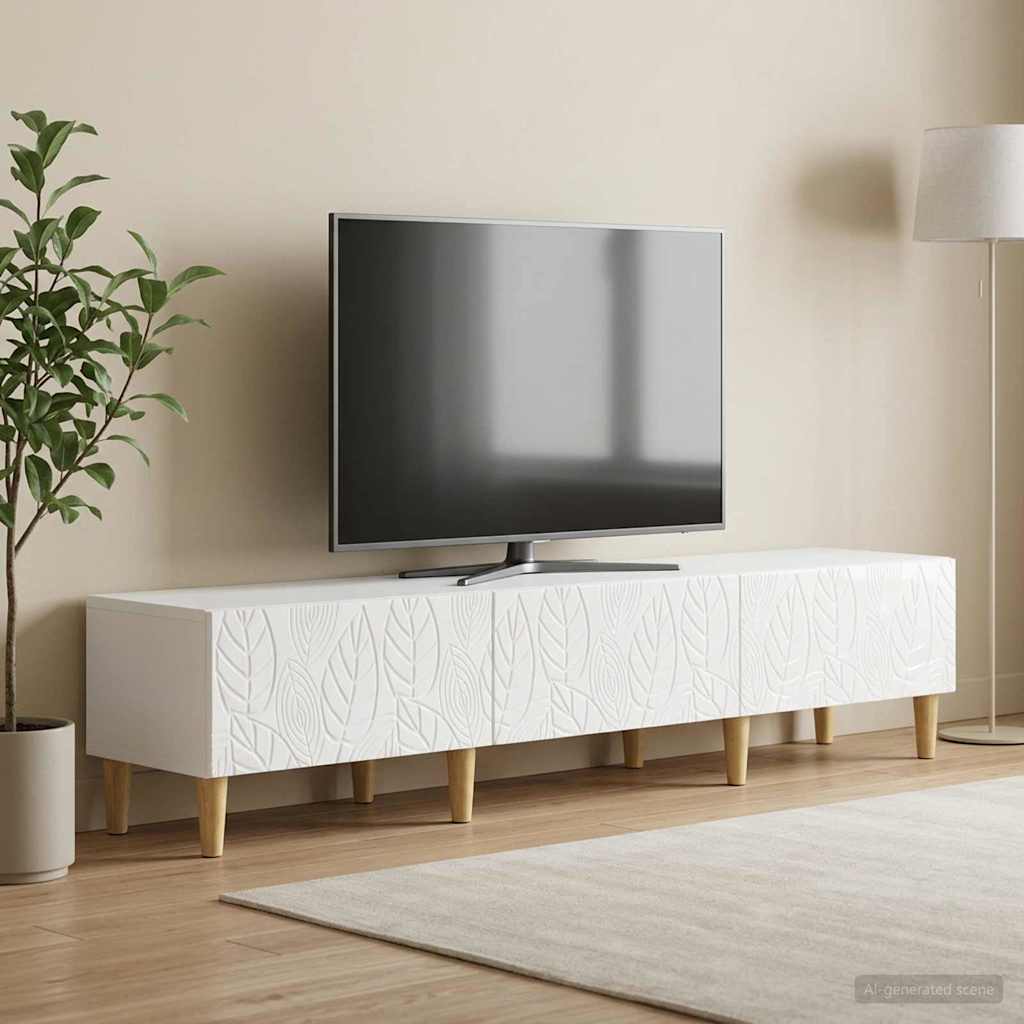 TV-skab 147 x 34,5 x 30 cm Hvid højglans Konstrueret træ