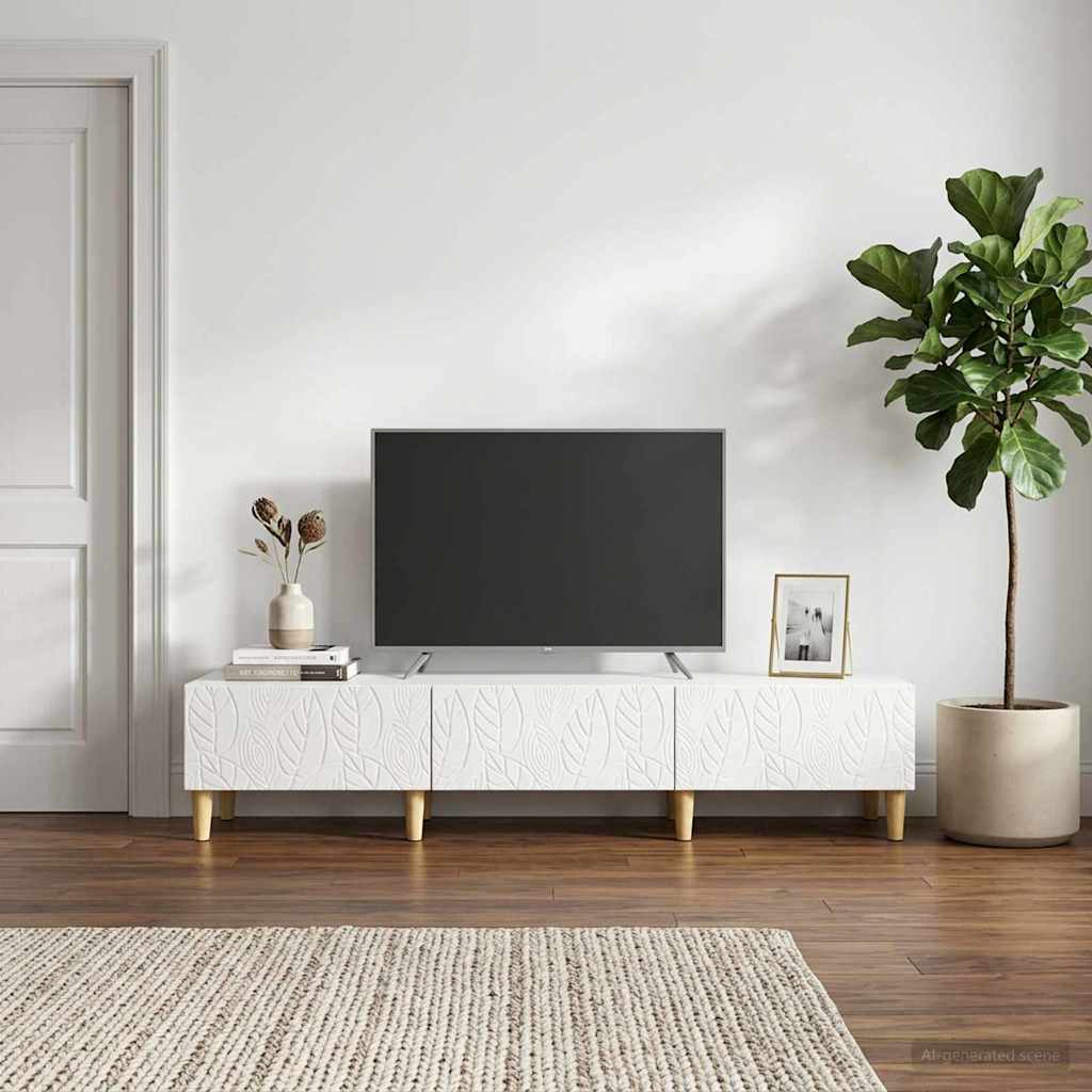 TV-skab 147 x 34,5 x 30 cm Hvid højglans Konstrueret træ