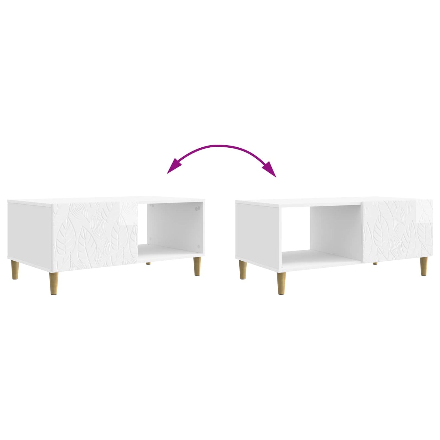 Sofabord Hvid højglans 90 x 50 x 40 cm Konstrueret træ