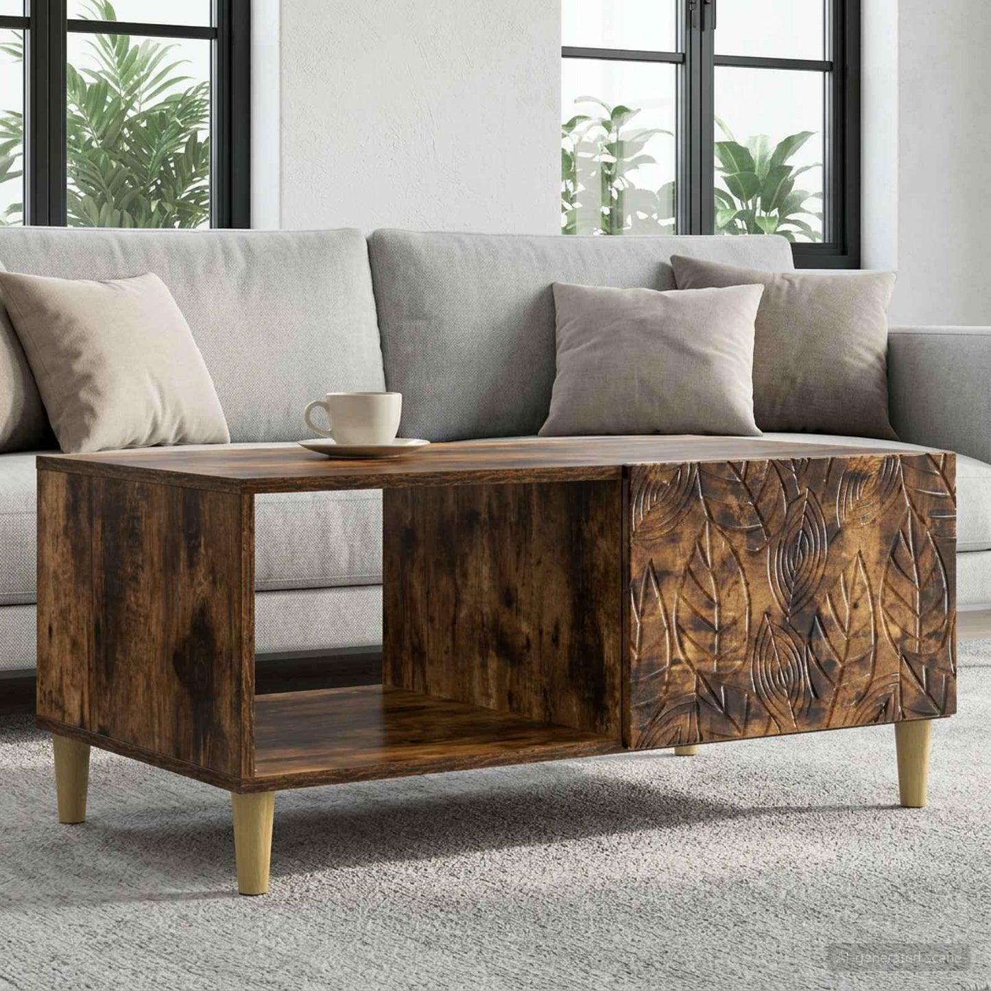 Sofabord Røget eg 90 x 50 x 40 cm Konstrueret træ