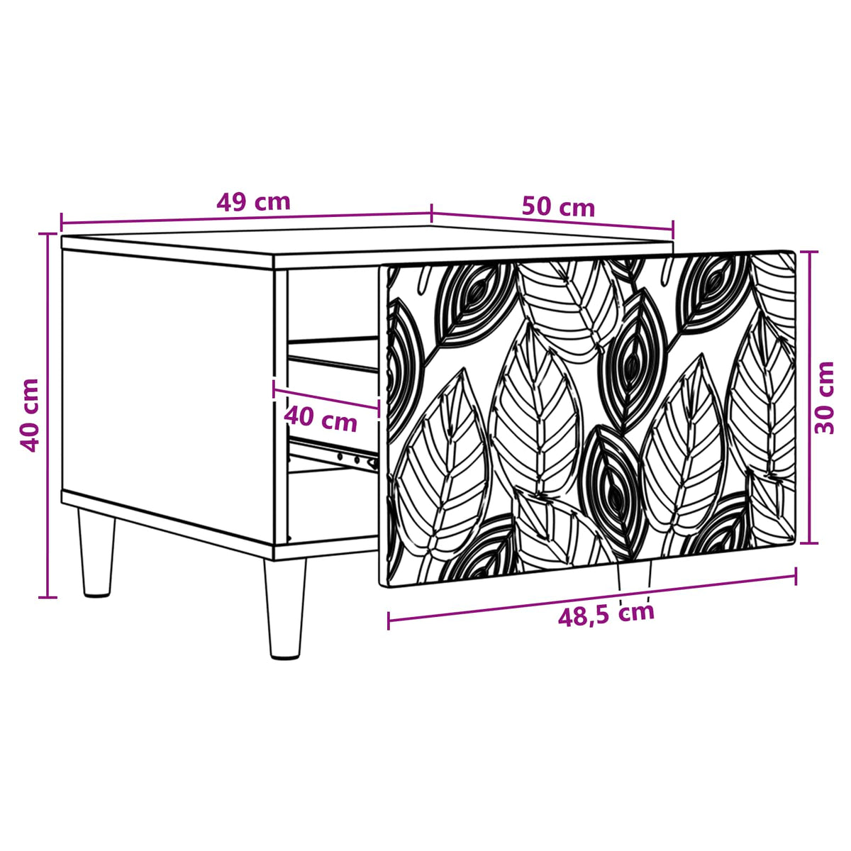 Sofabord Hvid 50 x 49 x 40 cm Konstrueret træ