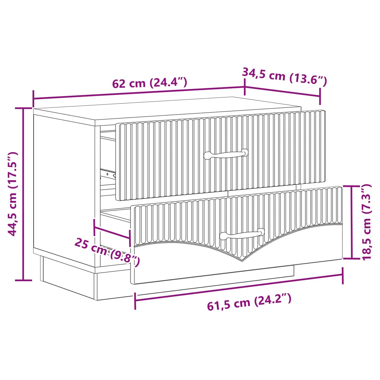 Natskab Sonoma-eg 62 x 34,5 x 44,5 cm Konstrueret træ