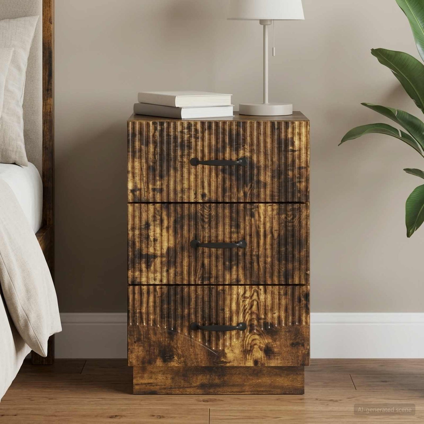 Natskab med skuffe Røget eg 43 x 41 x 63,5 cm Konstrueret træ