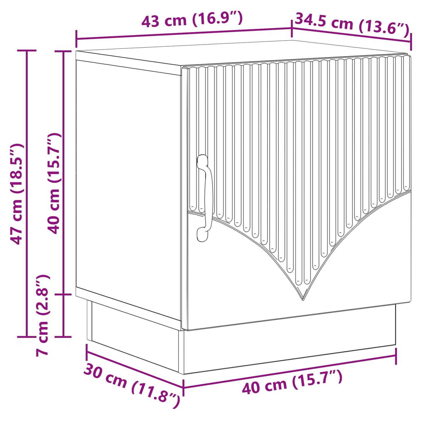 Sengebord Sonoma-eg 43 x 34,5 x 47 cm Konstrueret træ