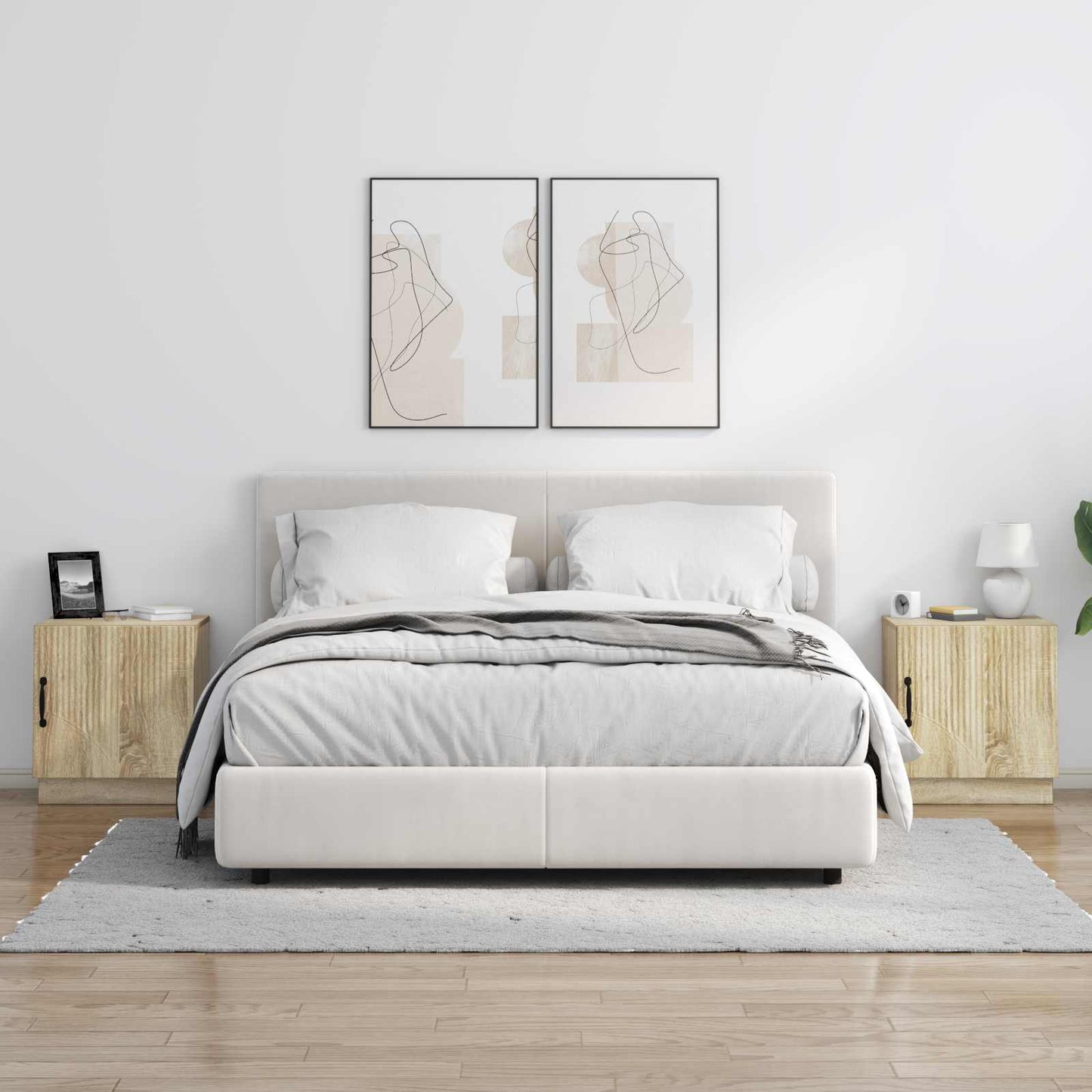 Sengebord 2 stk. Sonoma-eg 43 x 34,5 x 47 cm Konstrueret træ