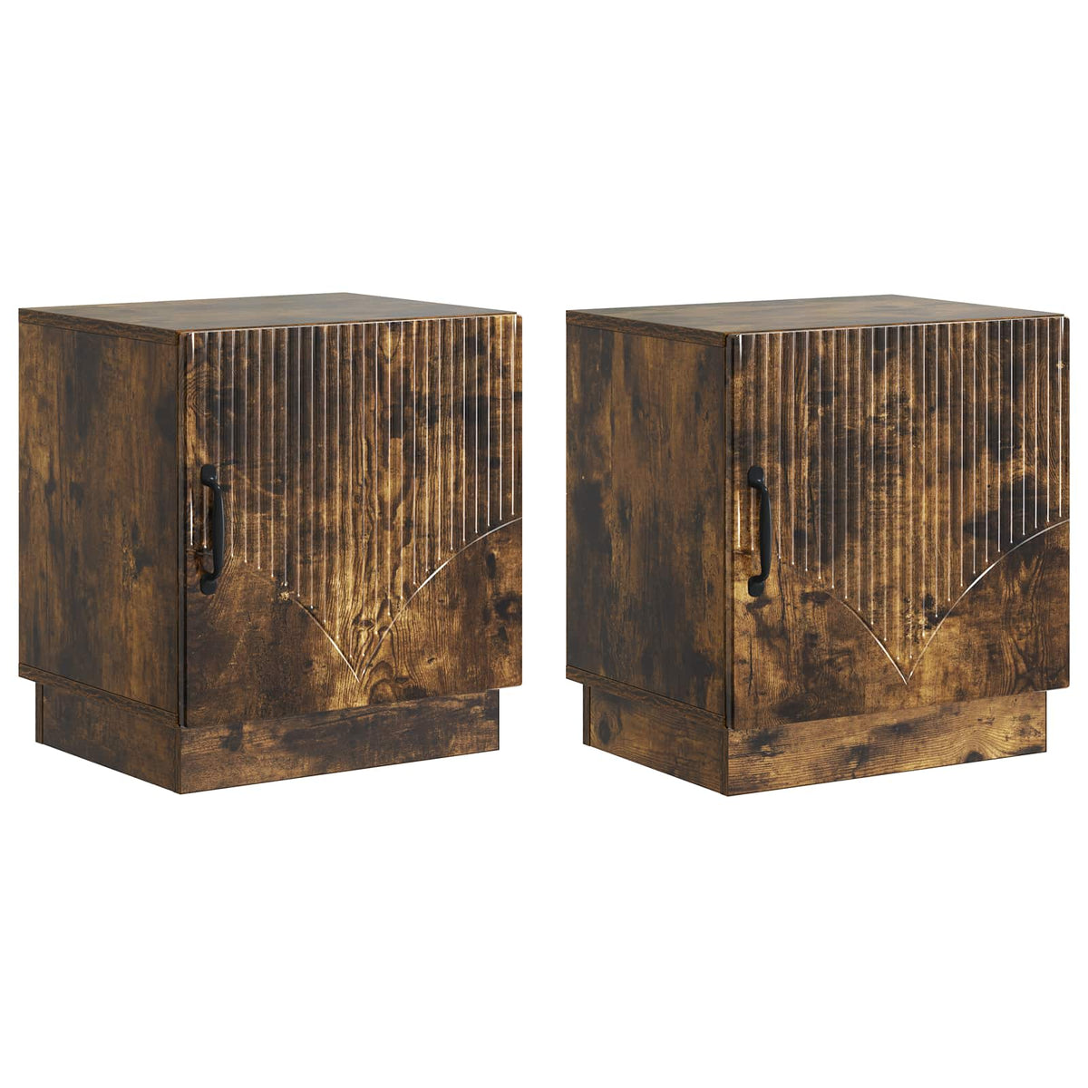 Sengebord 2 stk. Røget eg 43 x 34,5 x 47 cm Konstrueret træ