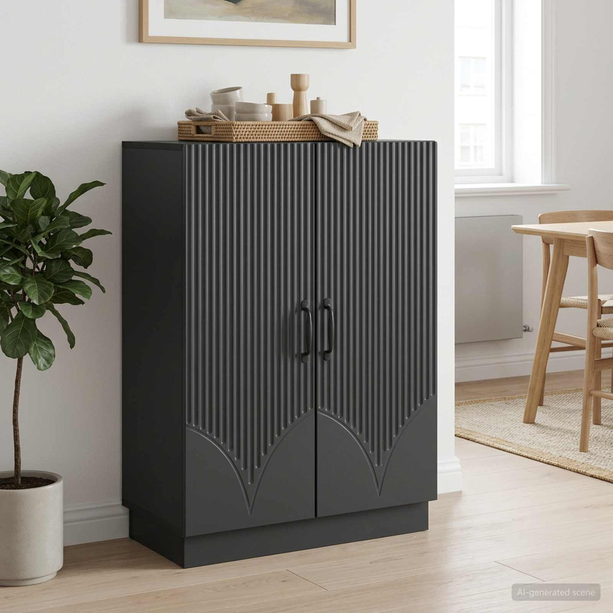 Sideboard Sort 66 x 34,5 x 87 cm Konstrueret træ