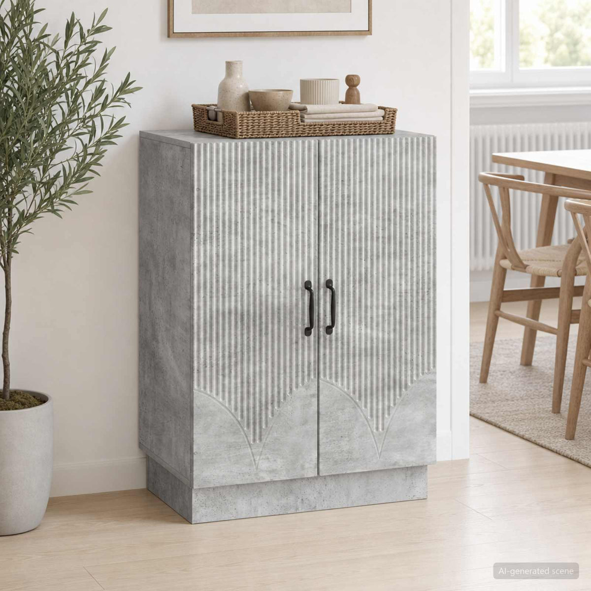 Sideboard Betongrå 66 x 34,5 x 87 cm Konstrueret træ