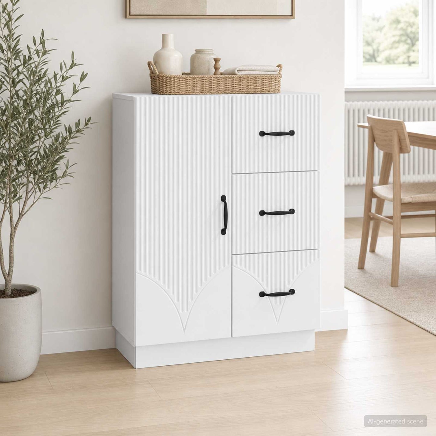 Sideboard Hvid 66 x 34,5 x 87 cm Konstrueret træ