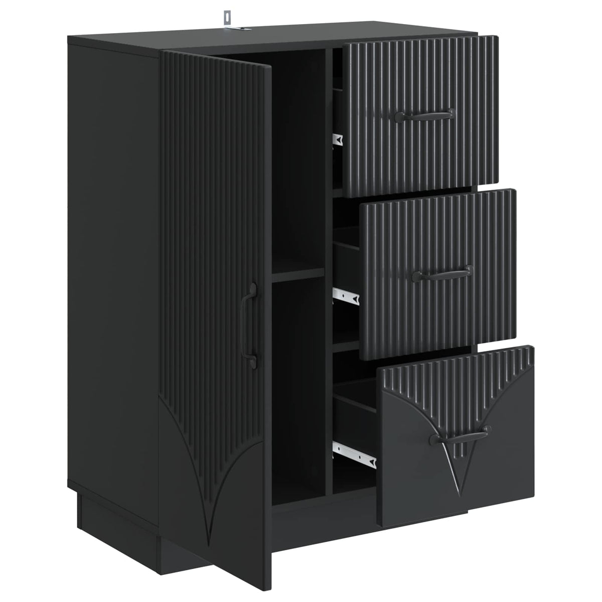Sideboard med skuffe Sort 66 x 34,5 x 87 cm Konstrueret træ