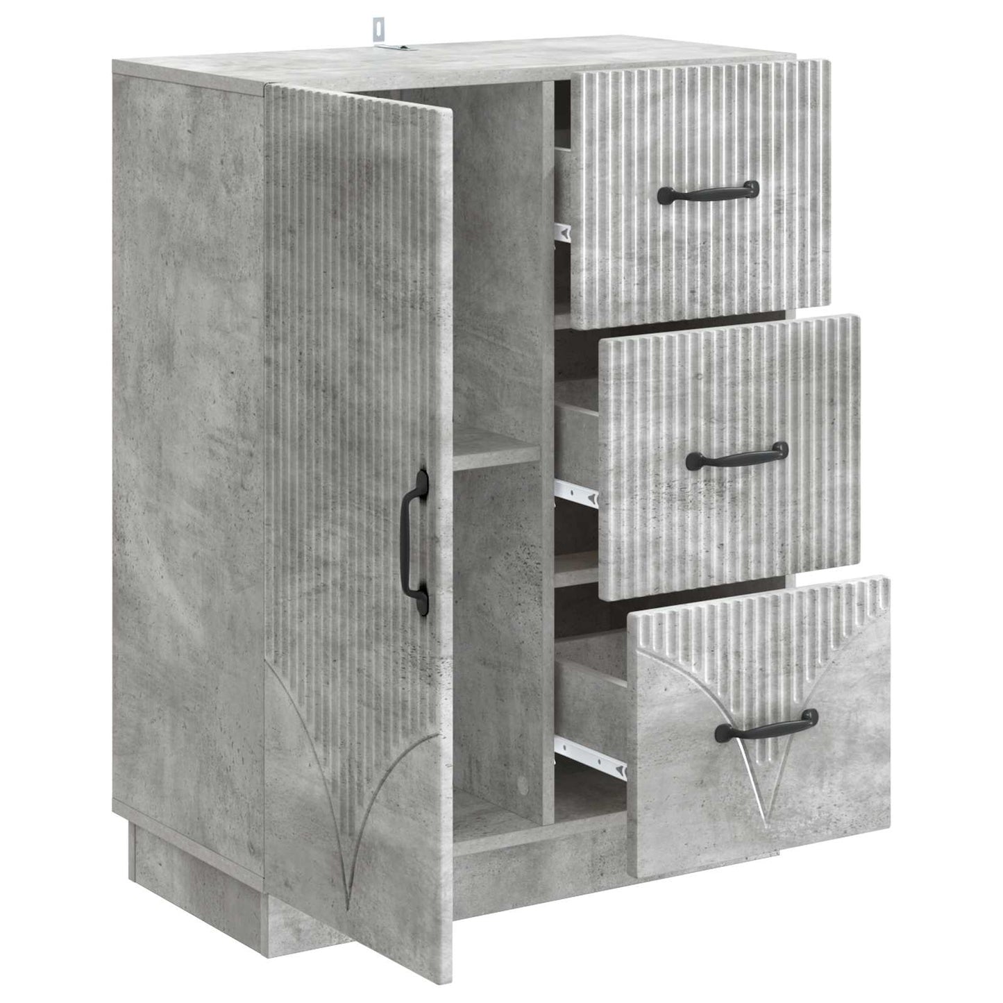 Sideboard med skuffe Betongrå 66 x 34,5 x 87 cm Konstrueret træ