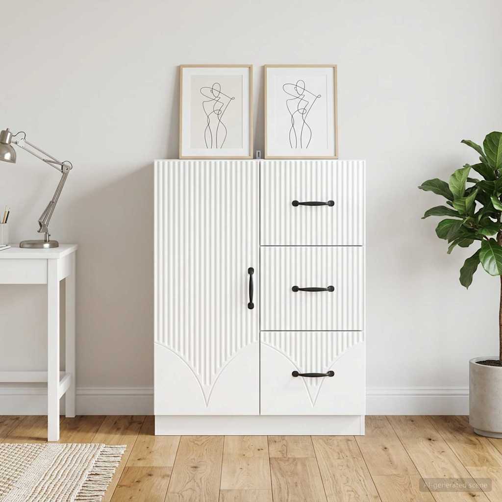 Sideboard Hvid højglans 66 x 34,5 x 87 cm Konstrueret træ