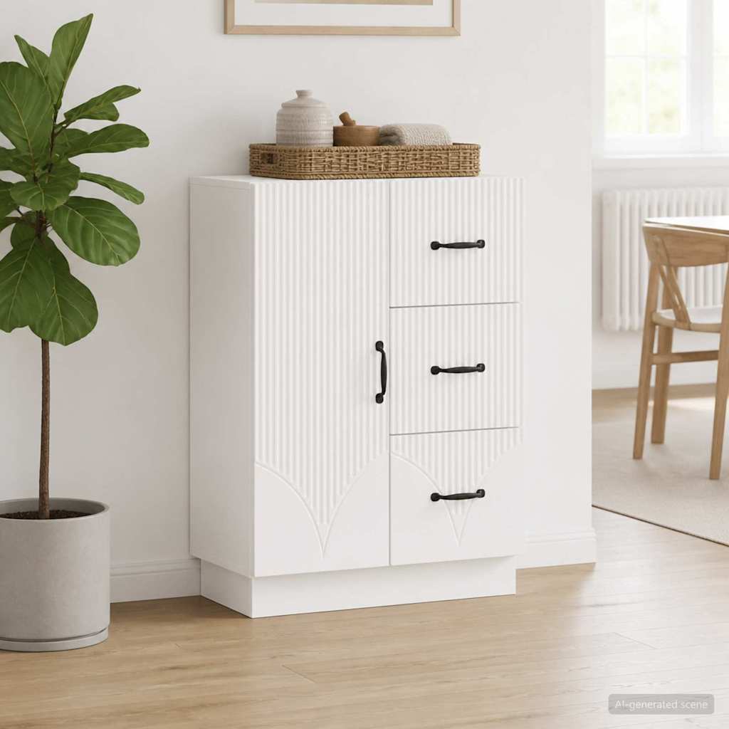 Sideboard Hvid højglans 66 x 34,5 x 87 cm Konstrueret træ
