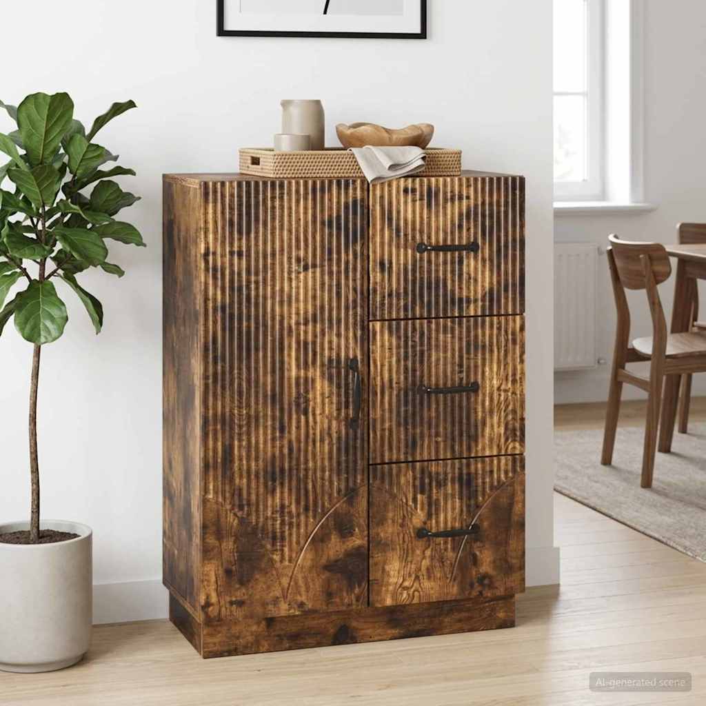 Sideboard med skuffe Røget eg 66 x 34,5 x 87 cm Konstrueret træ