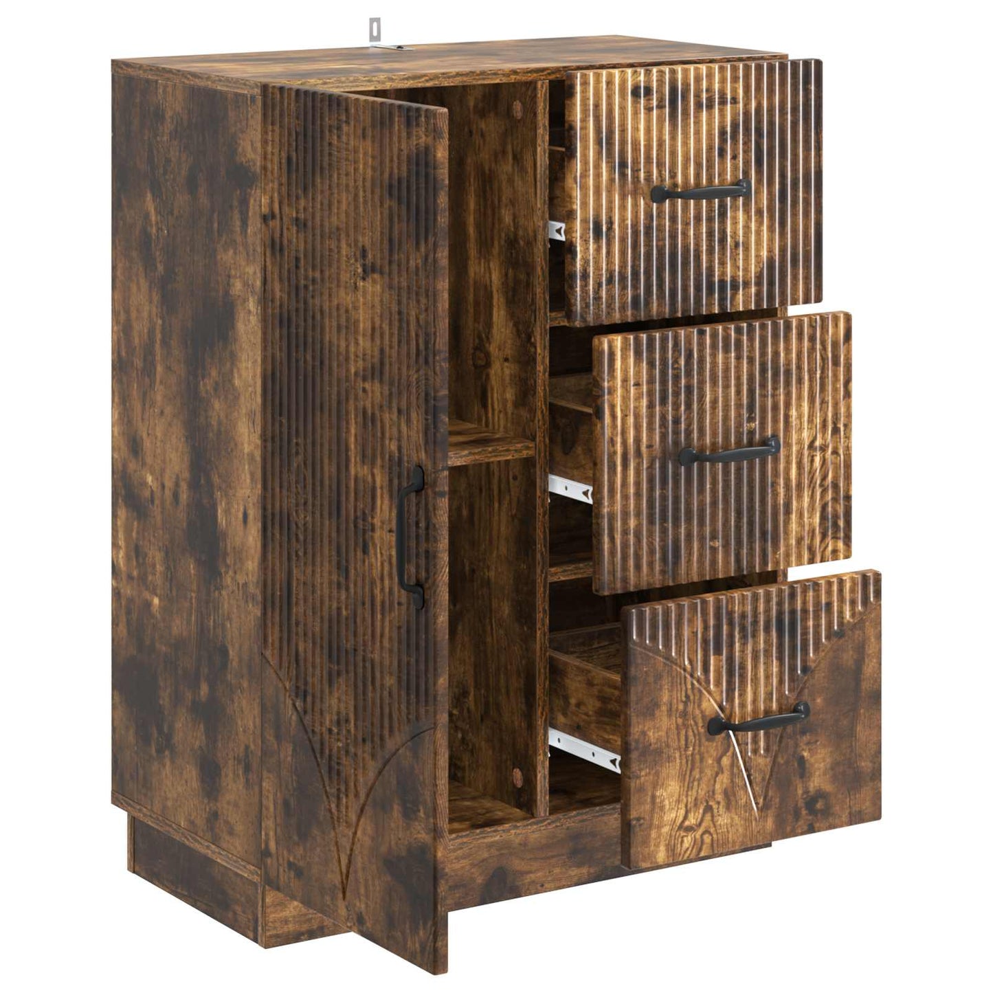 Sideboard med skuffe Røget eg 66 x 34,5 x 87 cm Konstrueret træ
