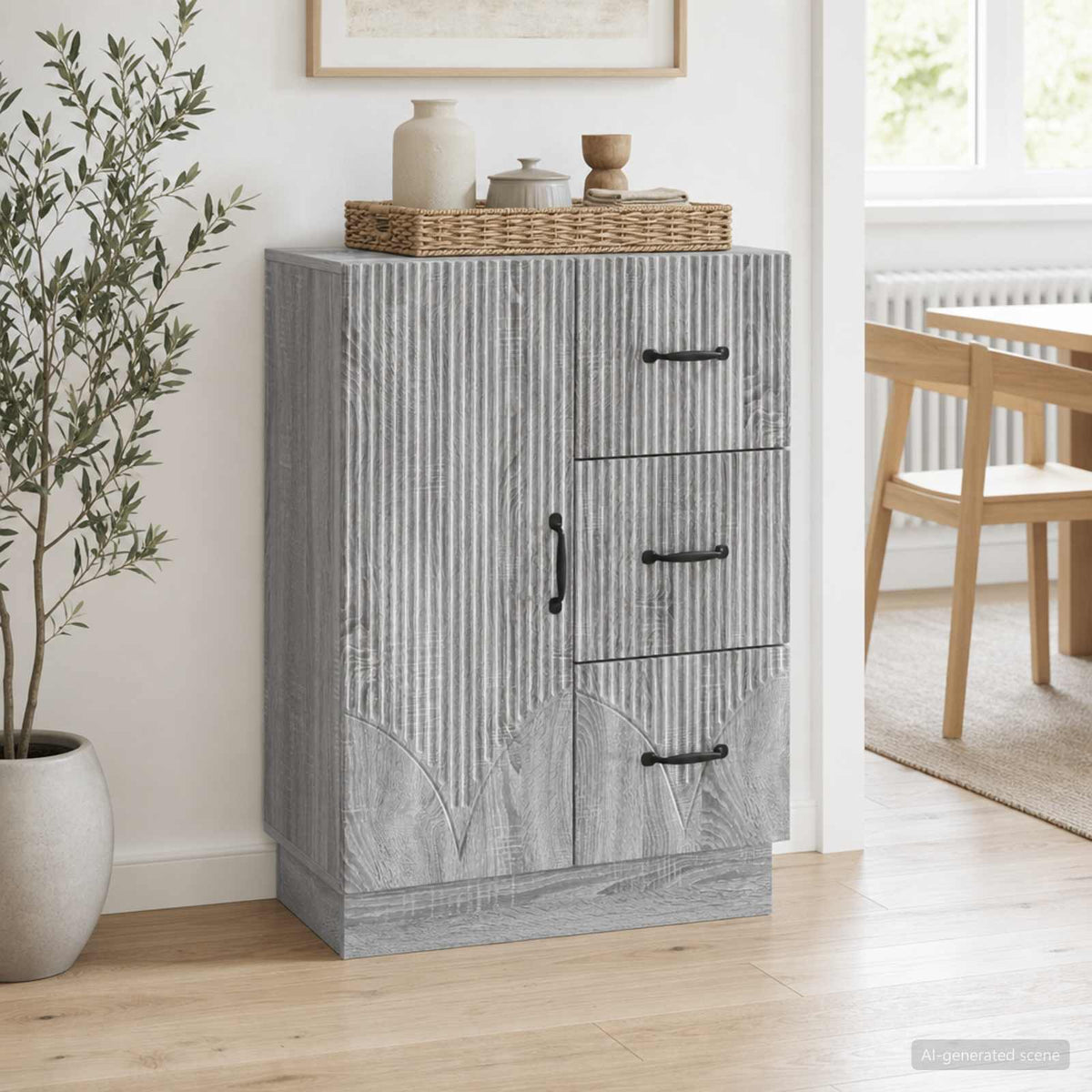 Sideboard Grå sonoma-eg 66 x 34,5 x 87 cm Konstrueret træ