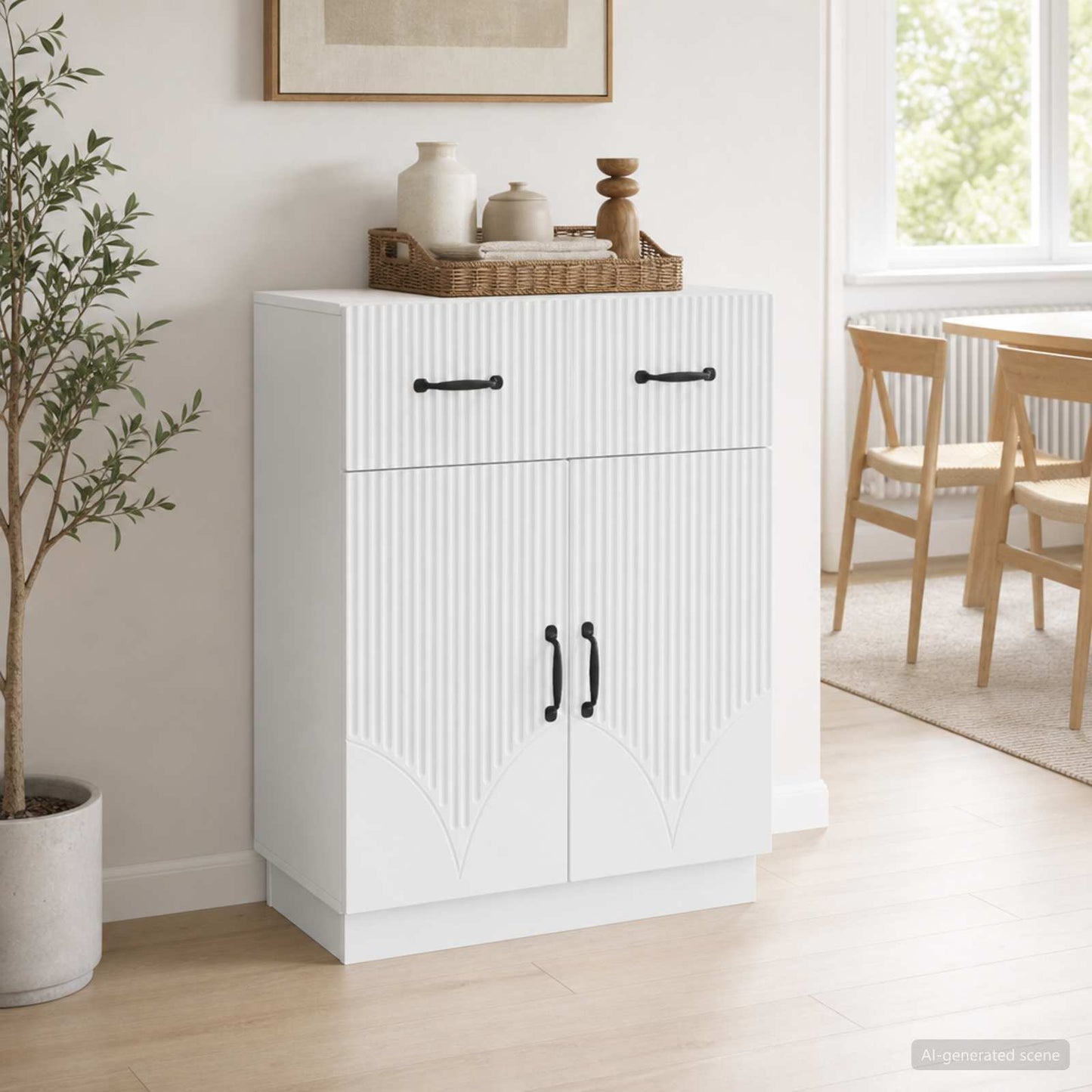 Sideboard Hvid 66 x 34,5 x 87 cm Konstrueret træ