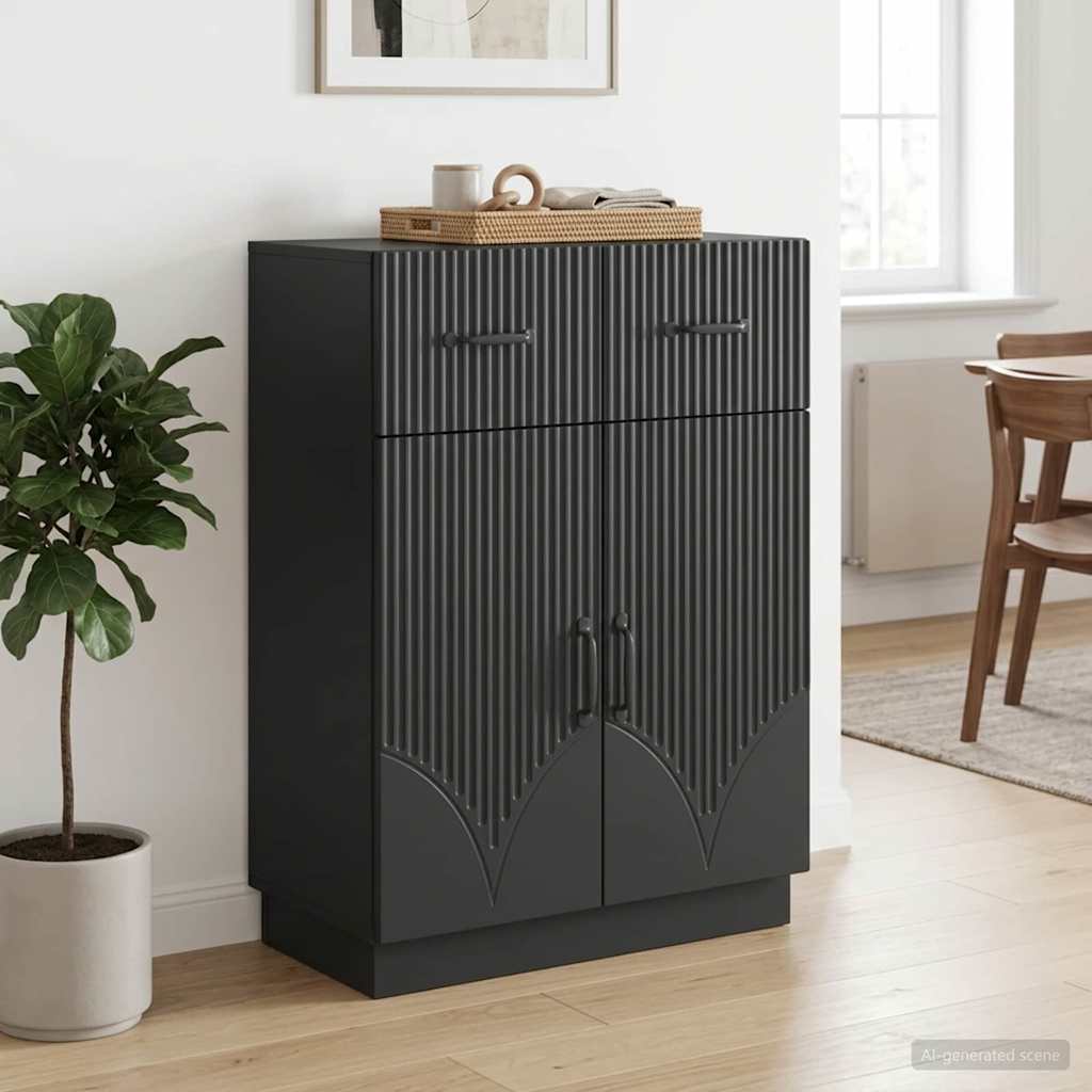 Sideboard med skuffe Sort 66 x 34,5 x 87 cm Konstrueret træ