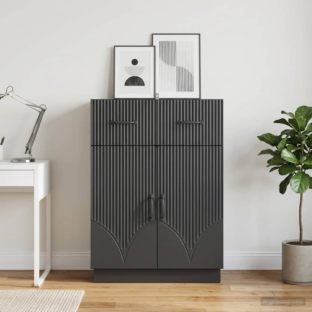 Sideboard med skuffe Sort 66 x 34,5 x 87 cm Konstrueret træ