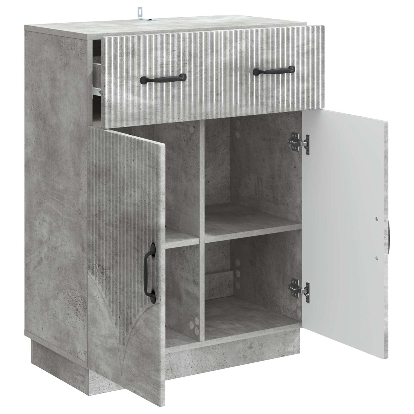 Sideboard med skuffe Betongrå 66 x 34,5 x 87 cm Konstrueret træ