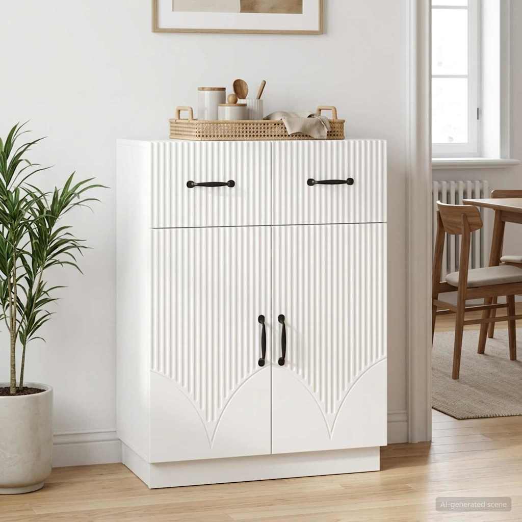Sideboard Hvid højglans 66 x 34,5 x 87 cm Konstrueret træ