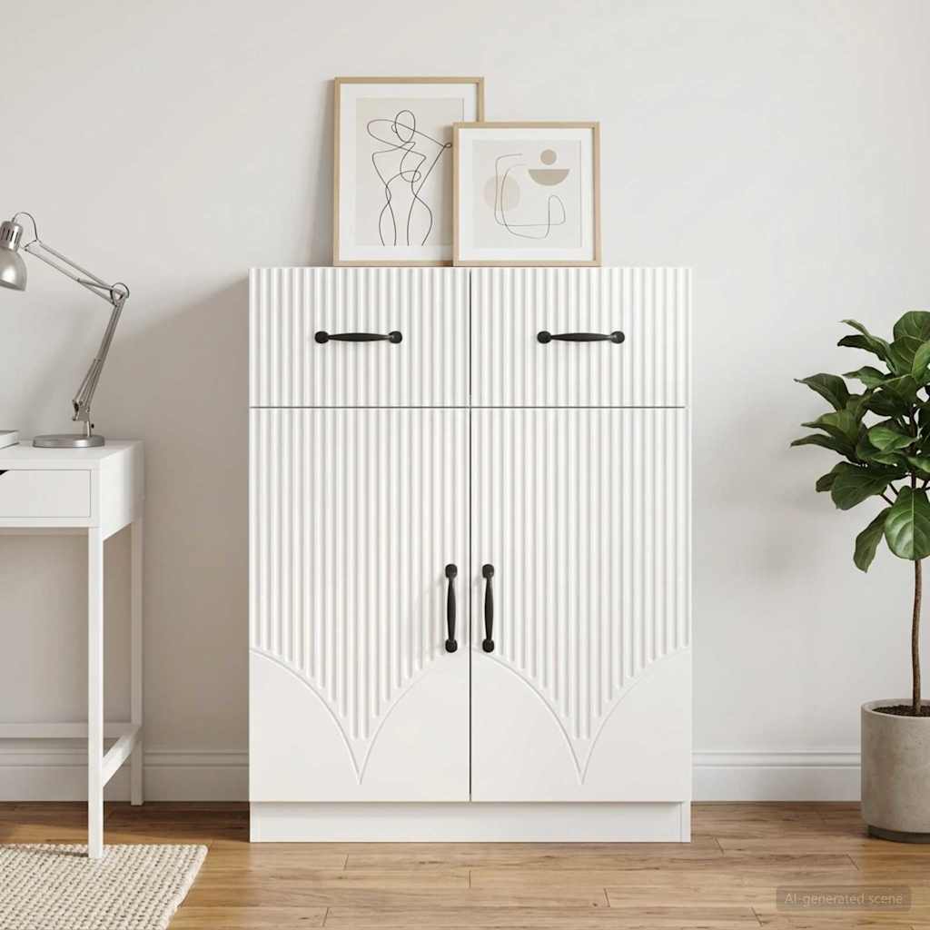 Sideboard Hvid højglans 66 x 34,5 x 87 cm Konstrueret træ
