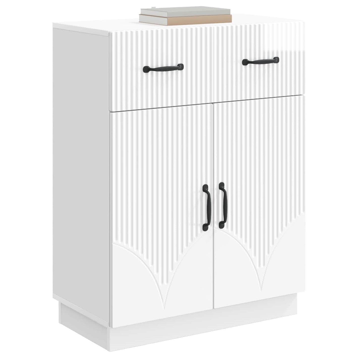 Sideboard Hvid højglans 66 x 34,5 x 87 cm Konstrueret træ
