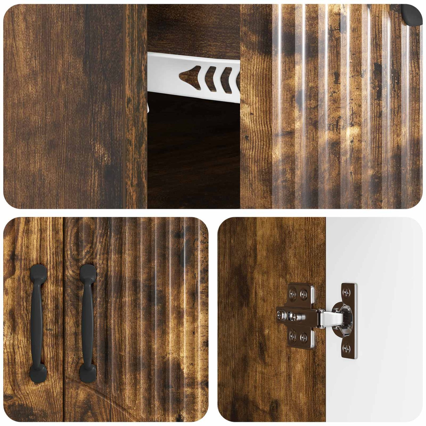 Sideboard med skuffe Røget eg 66 x 34,5 x 87 cm Konstrueret træ