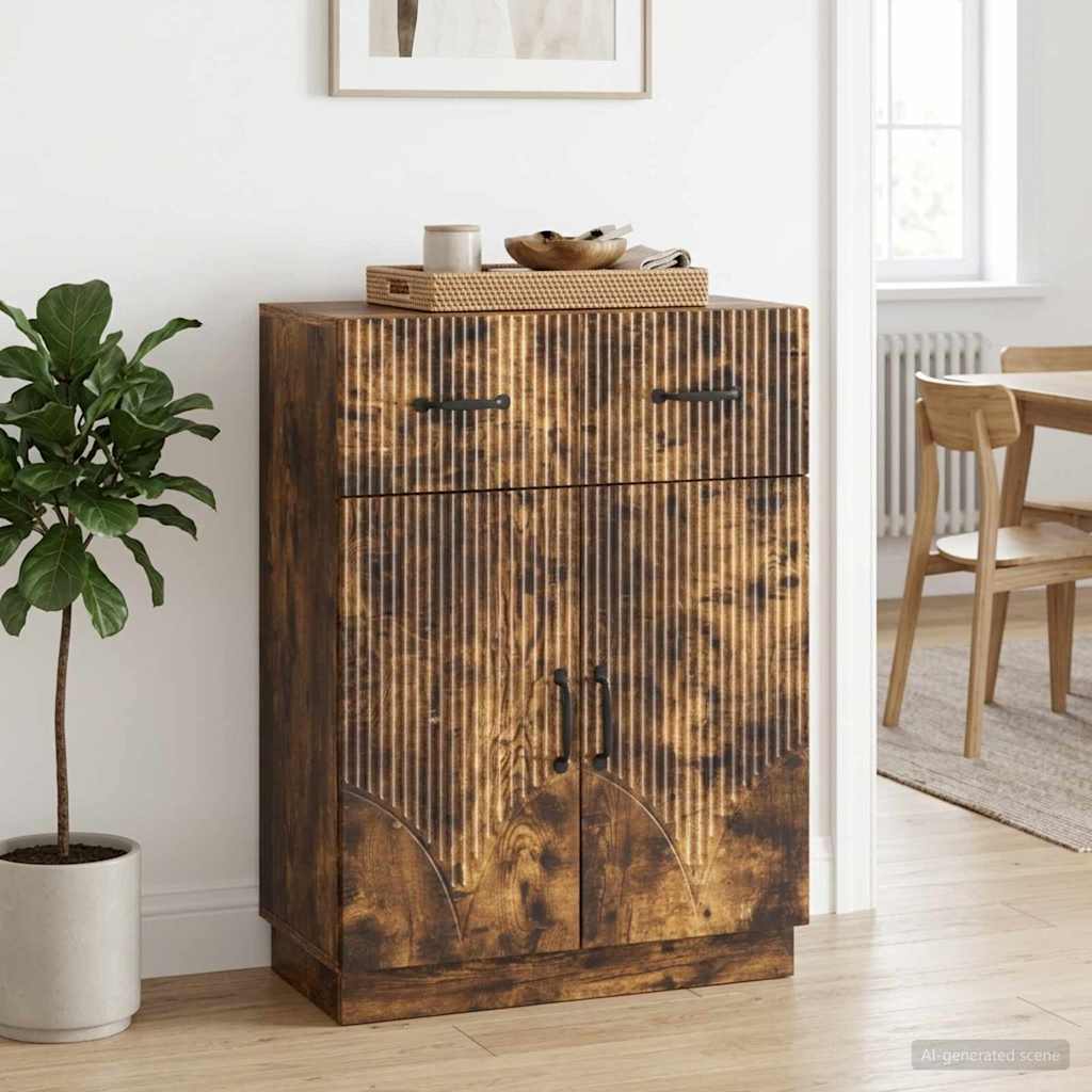 Sideboard med skuffe Røget eg 66 x 34,5 x 87 cm Konstrueret træ