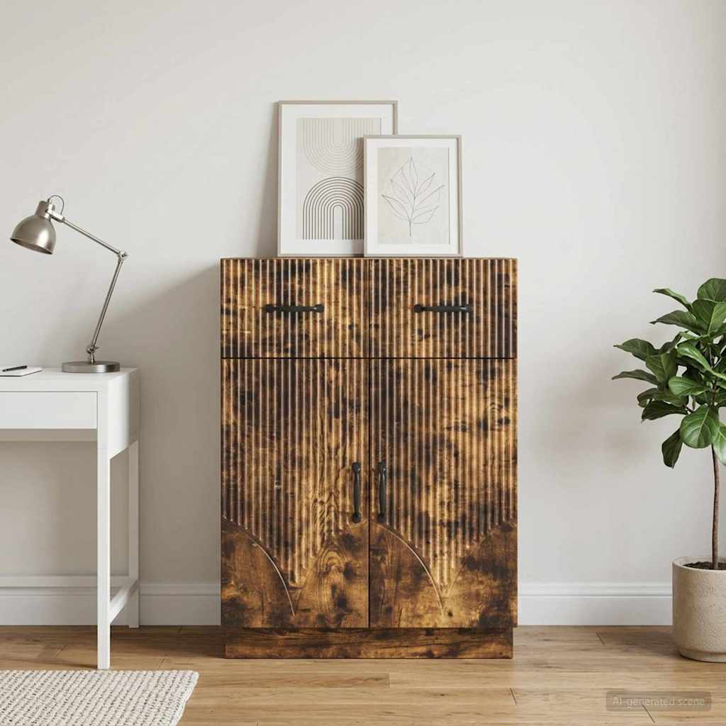 Sideboard med skuffe Røget eg 66 x 34,5 x 87 cm Konstrueret træ