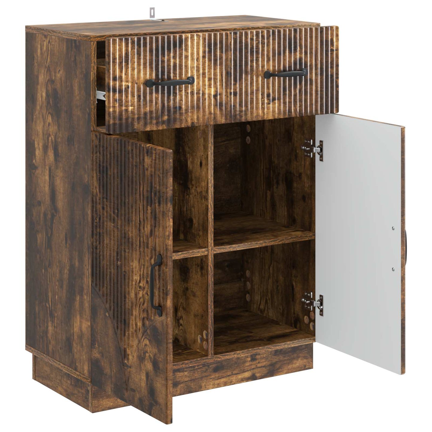 Sideboard med skuffe Røget eg 66 x 34,5 x 87 cm Konstrueret træ