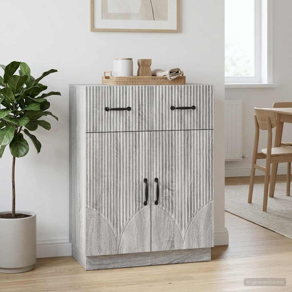 Sideboard Grå sonoma-eg 66 x 34,5 x 87 cm Konstrueret træ
