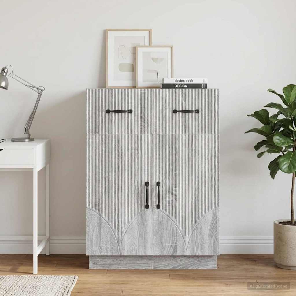 Sideboard Grå sonoma-eg 66 x 34,5 x 87 cm Konstrueret træ