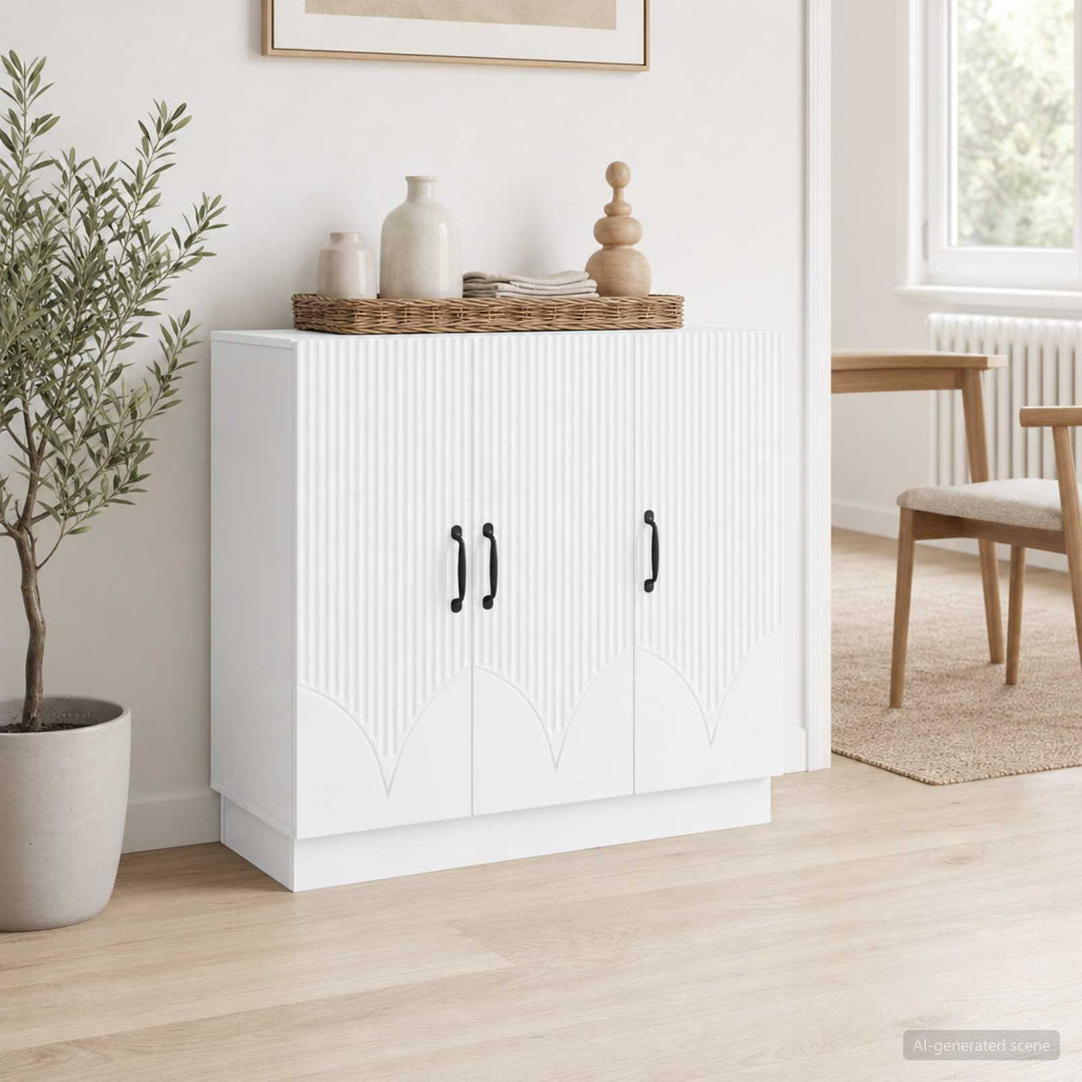 Sideboard Hvid 89 x 34,5 x 77 cm Konstrueret træ