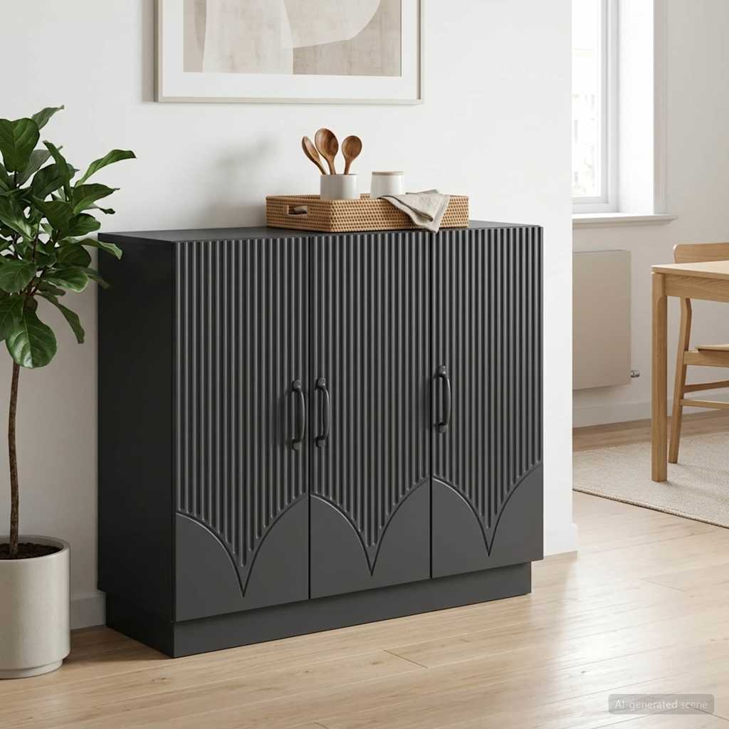 Sideboard Sort 89 x 34,5 x 77 cm Konstrueret træ