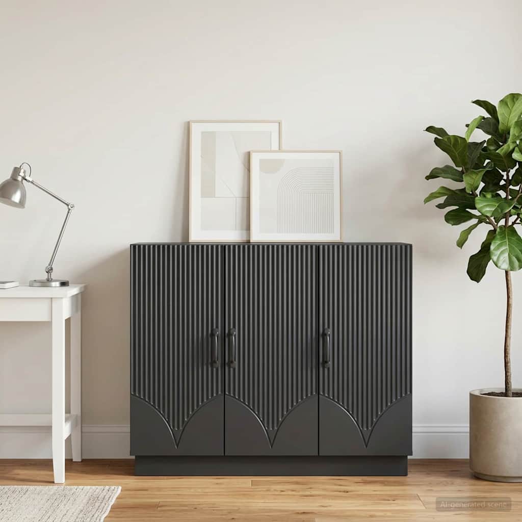 Sideboard Sort 89 x 34,5 x 77 cm Konstrueret træ