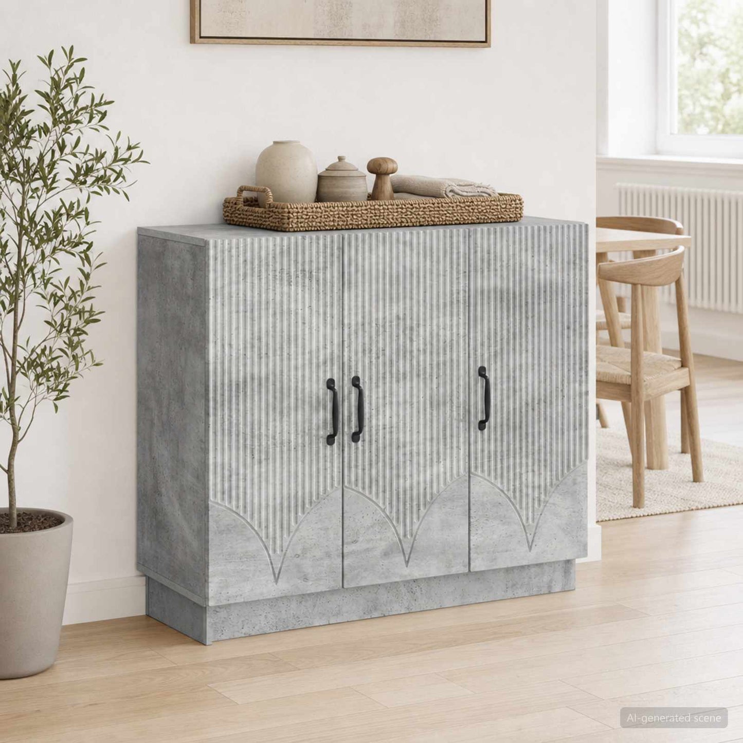 Sideboard Betongrå 89 x 34,5 x 77 cm Konstrueret træ