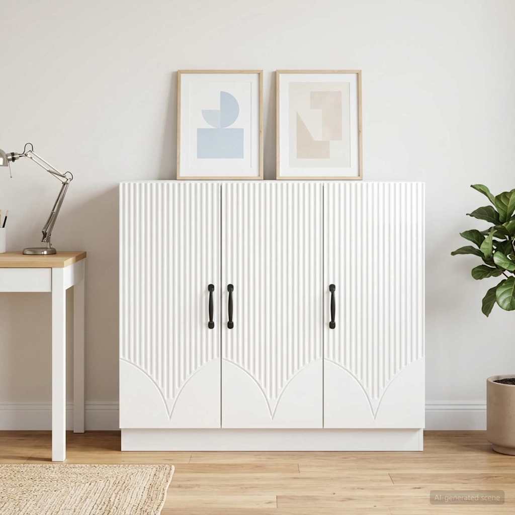 Sideboard Hvid højglans 89 x 34,5 x 77 cm Konstrueret træ