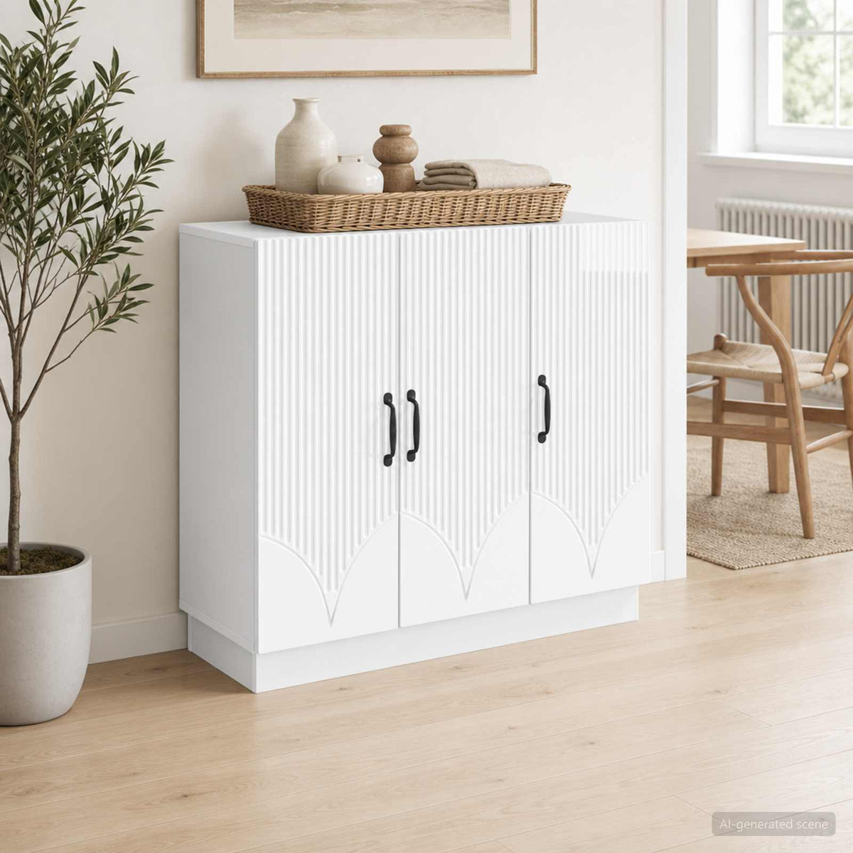 Sideboard Hvid højglans 89 x 34,5 x 77 cm Konstrueret træ