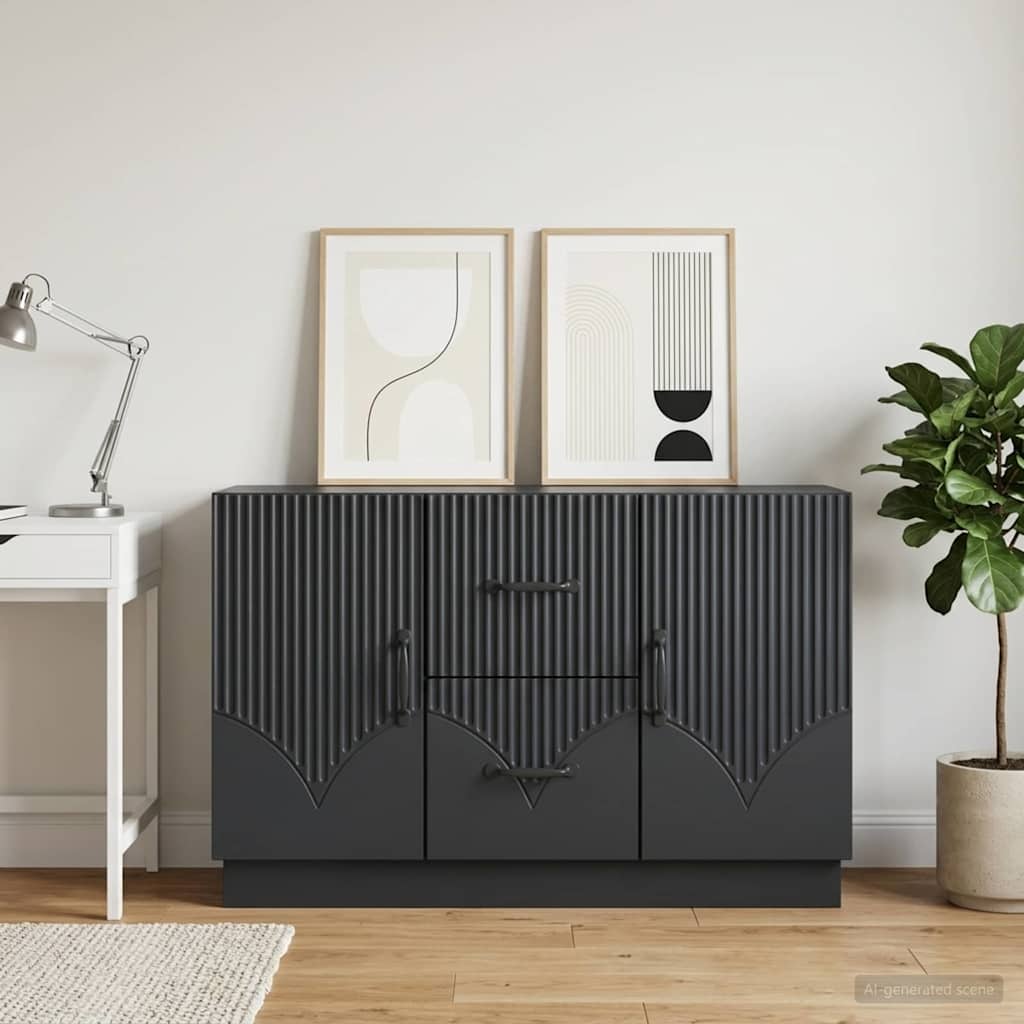 Sideboard med skuffe Sort 89 x 34,5 x 57 cm Konstrueret træ