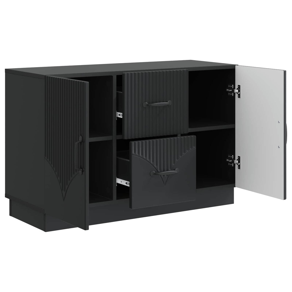 Sideboard med skuffe Sort 89 x 34,5 x 57 cm Konstrueret træ