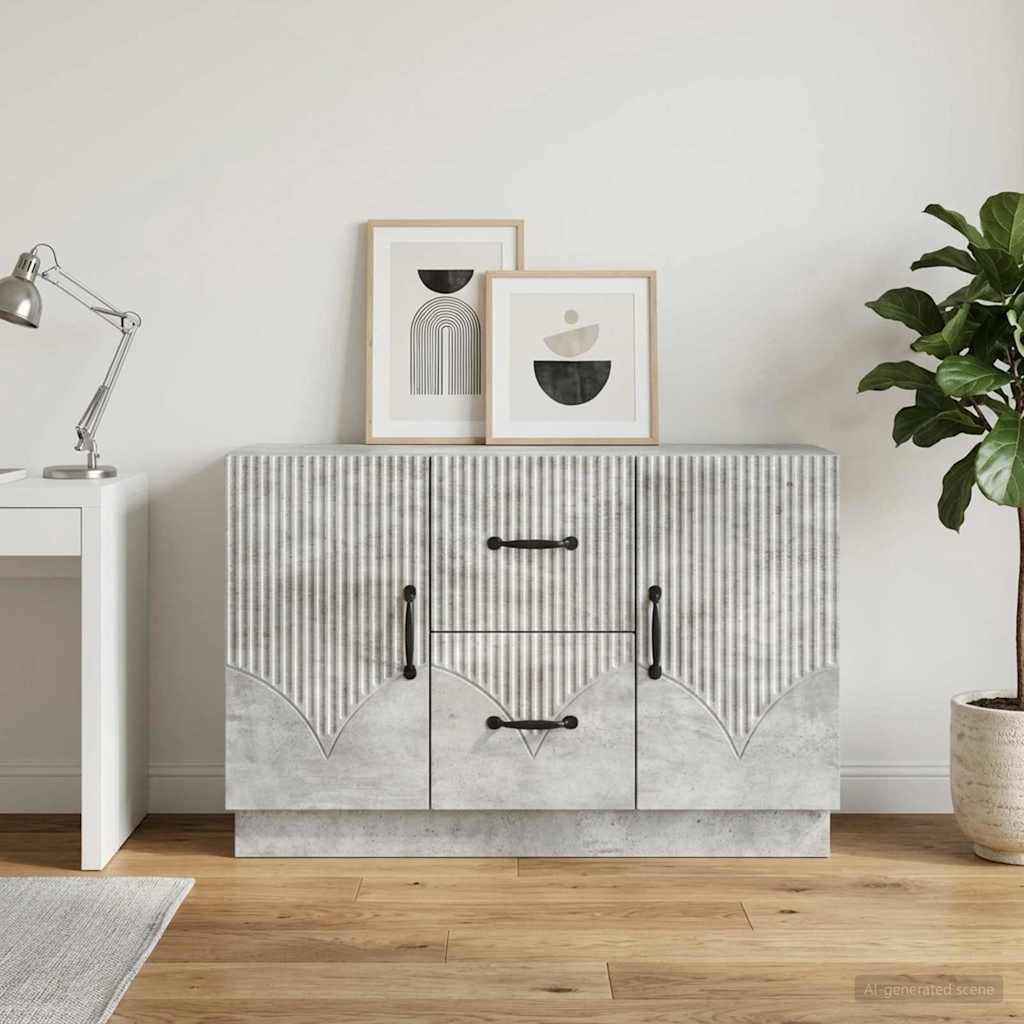 Sideboard med skuffe Betongrå 89 x 34,5 x 57 cm Konstrueret træ