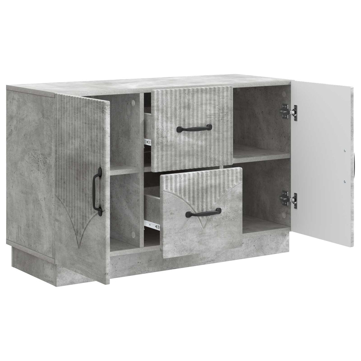 Sideboard med skuffe Betongrå 89 x 34,5 x 57 cm Konstrueret træ