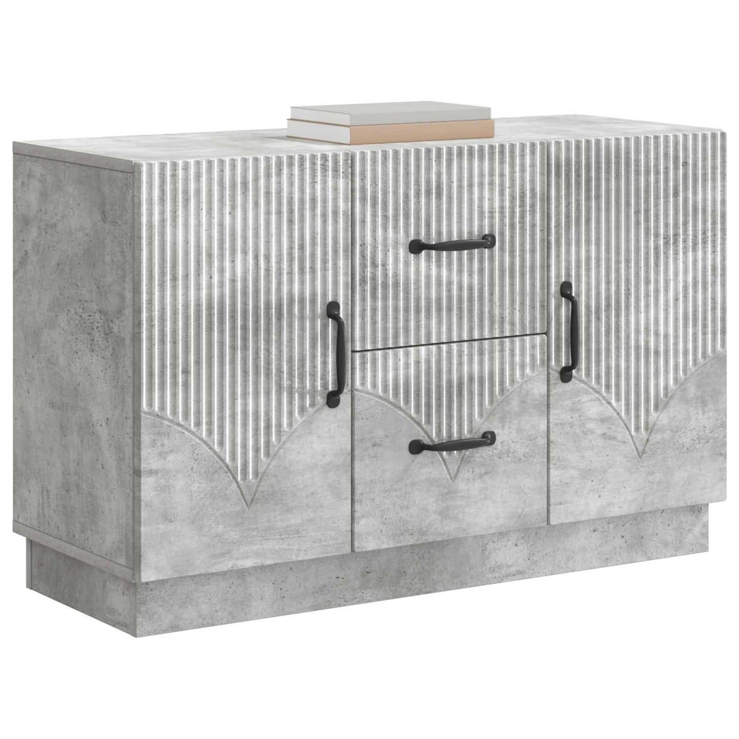 Sideboard med skuffe Betongrå 89 x 34,5 x 57 cm Konstrueret træ