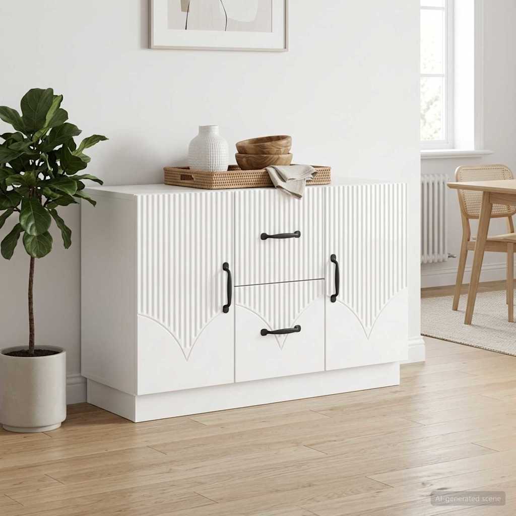 Sideboard Hvid højglans 89 x 34,5 x 57 cm Konstrueret træ