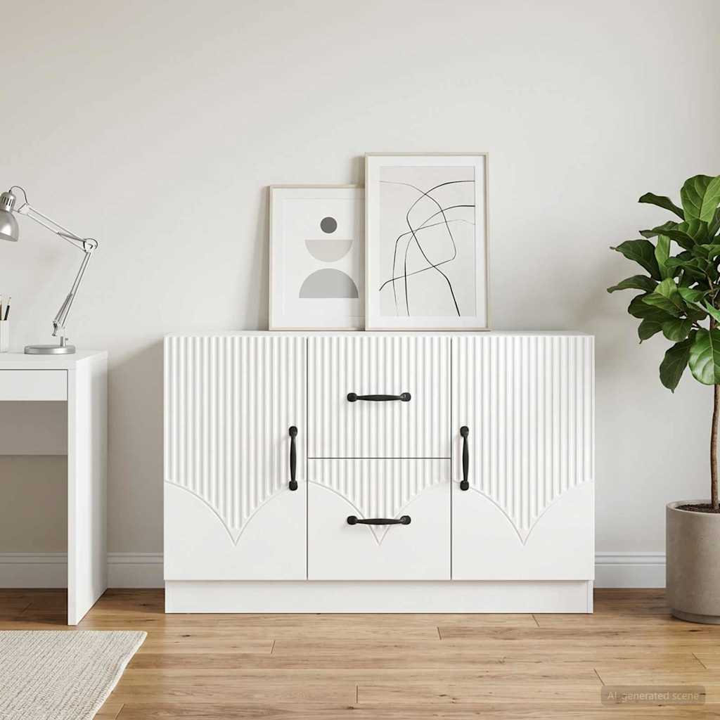 Sideboard Hvid højglans 89 x 34,5 x 57 cm Konstrueret træ