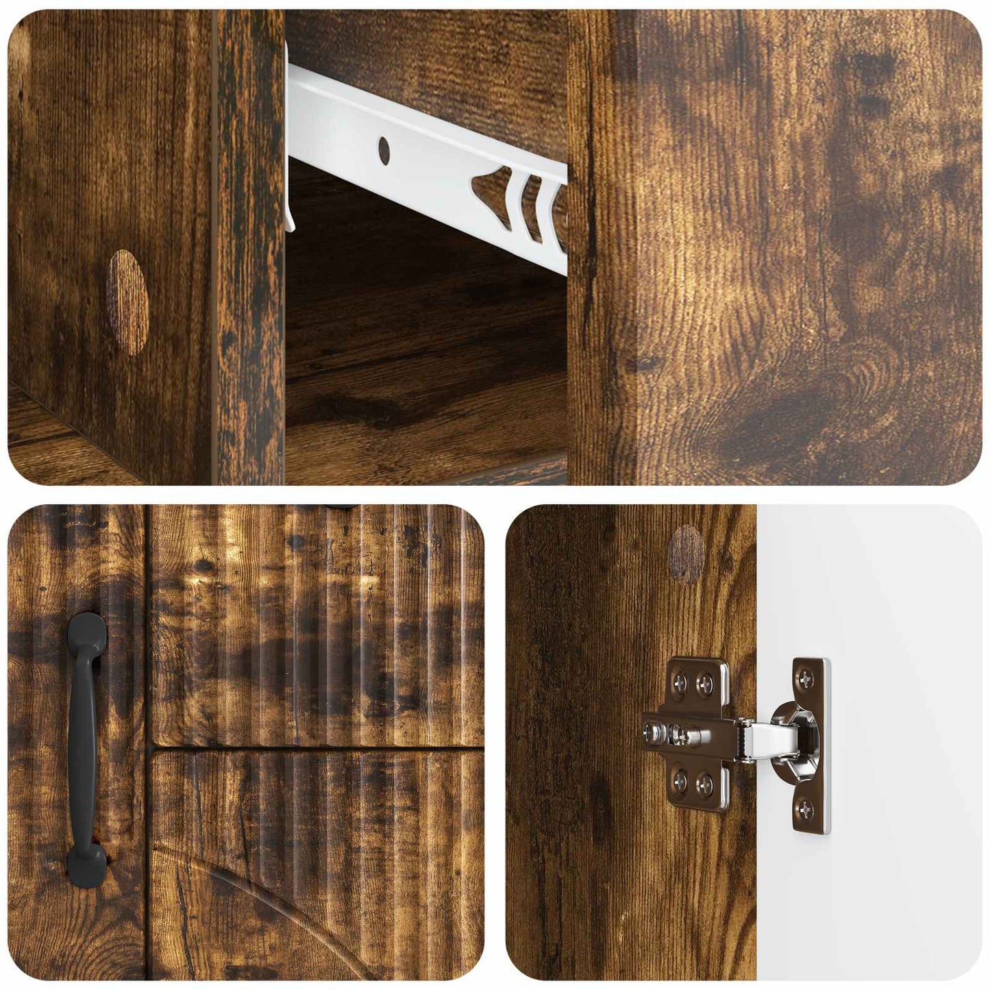 Sideboard med skuffe Røget eg 89 x 34,5 x 57 cm Konstrueret træ