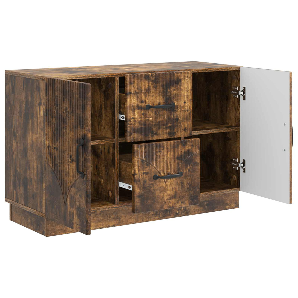 Sideboard med skuffe Røget eg 89 x 34,5 x 57 cm Konstrueret træ